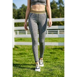 🔺️Sommer Ray Gray & Yellow Waistband Athletic Leggings Small